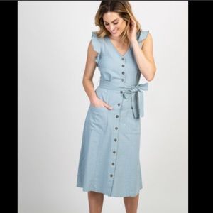 New Pinkblush Mint Flounce Sleeve Button Down  Large Dress.